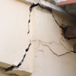 A structural crack in a building that needs remediation works