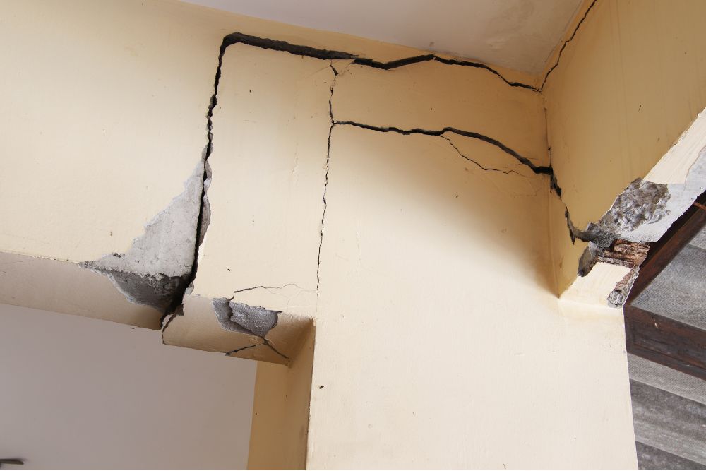 A building with structural damage that needs repair